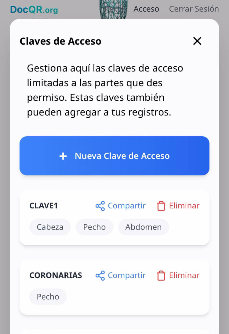 Eliminar clave de acceso